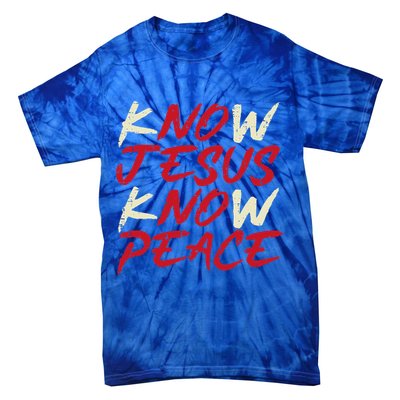 Know Jesus Know Peace God Faith Christian Tie-Dye T-Shirt