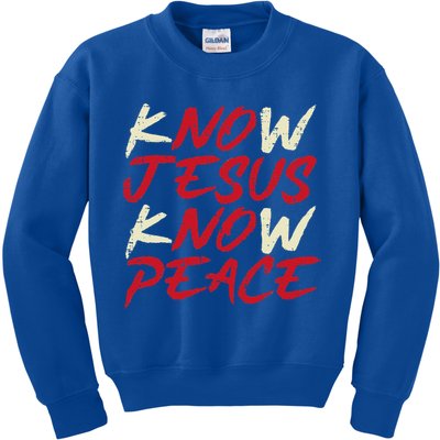 Know Jesus Know Peace God Faith Christian Kids Sweatshirt
