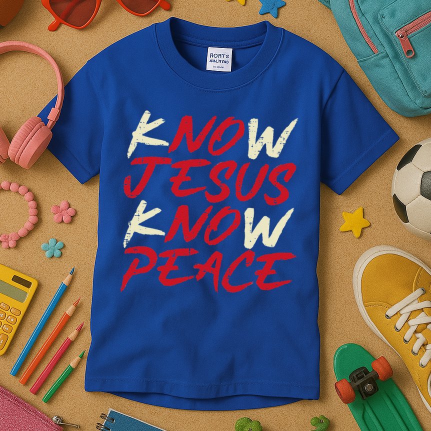 Know Jesus Know Peace God Faith Christian Kids T-Shirt