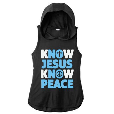 Know Jesus Know Peace No Jesus No Peace Christian Ladies PosiCharge Tri-Blend Wicking Draft Hoodie Tank