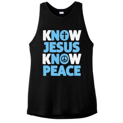 Know Jesus Know Peace No Jesus No Peace Christian Ladies PosiCharge Tri-Blend Wicking Tank