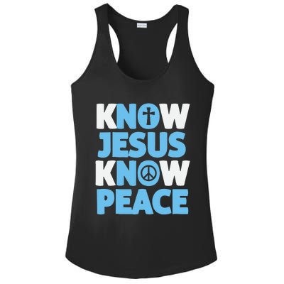 Know Jesus Know Peace No Jesus No Peace Christian Ladies PosiCharge Competitor Racerback Tank