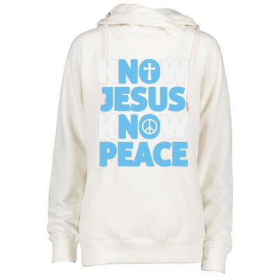 Know Jesus Know Peace No Jesus No Peace Christian Womens Funnel Neck Pullover Hood