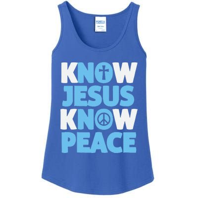 Know Jesus Know Peace No Jesus No Peace Christian Ladies Essential Tank