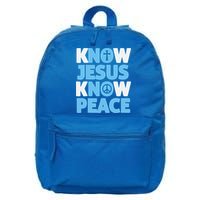 Know Jesus Know Peace No Jesus No Peace Christian 16 in Basic Backpack