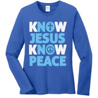 Know Jesus Know Peace No Jesus No Peace Christian Ladies Long Sleeve Shirt