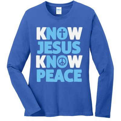 Know Jesus Know Peace No Jesus No Peace Christian Ladies Long Sleeve Shirt