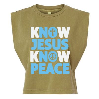 Know Jesus Know Peace No Jesus No Peace Christian Garment-Dyed Women's Muscle Tee