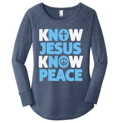 Know Jesus Know Peace No Jesus No Peace Christian Women's Perfect Tri Tunic Long Sleeve Shirt