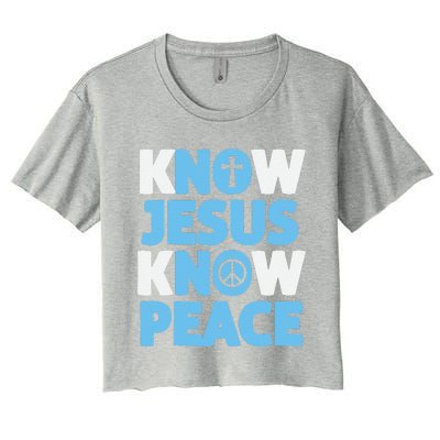 Know Jesus Know Peace No Jesus No Peace Christian Women's Crop Top Tee