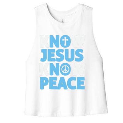 Know Jesus Know Peace No Jesus No Peace Christian Women's Racerback Cropped Tank