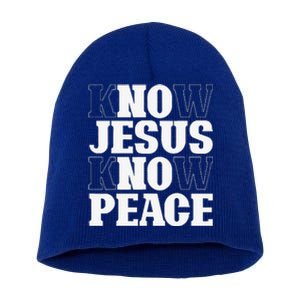 Know Jesus Know Peace Religion God Church Christian Gifts Short Acrylic Beanie