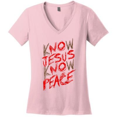Know Jesus Know Peace Women's V-Neck T-Shirt