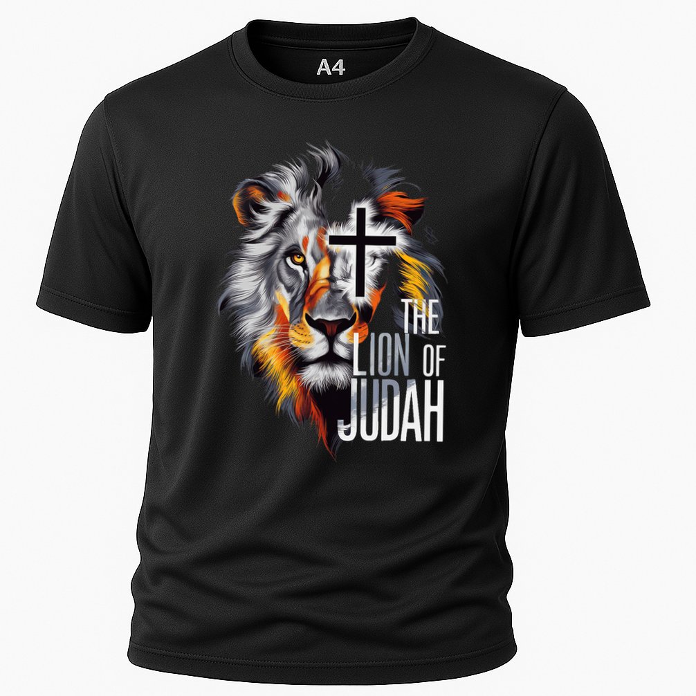 King Jesus Lion Of Judah Christian Cross Faith Cooling Performance Crew T-Shirt