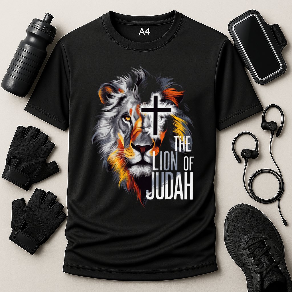 King Jesus Lion Of Judah Christian Cross Faith Cooling Performance Crew T-Shirt
