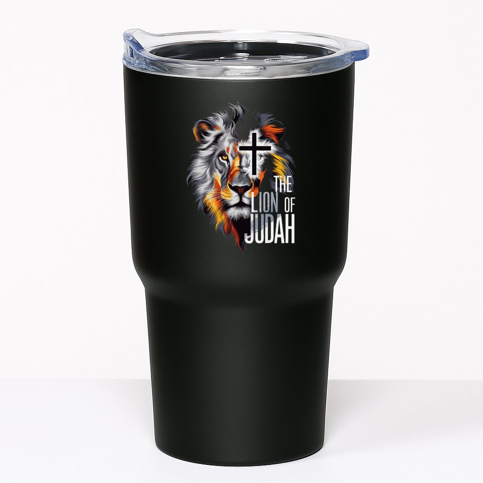 King Jesus Lion Of Judah Christian Cross Faith Tumbler