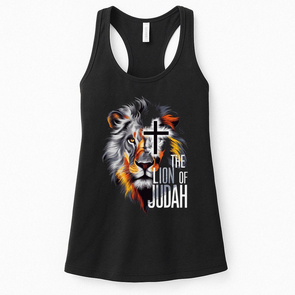 King Jesus Lion Of Judah Christian Cross Faith Womens Tank Top