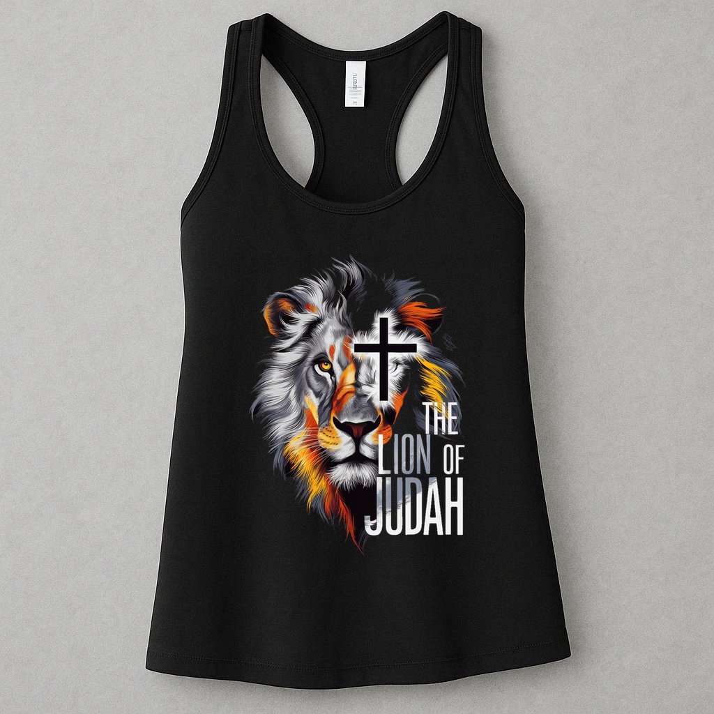 King Jesus Lion Of Judah Christian Cross Faith Womens Tank Top
