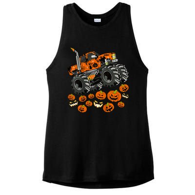 Kids Jack O Lantern Pumpkin Monster Truck Halloween Costume Ladies PosiCharge Tri-Blend Wicking Tank