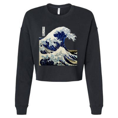 Kanagawa Japanese The Great Wave Cropped Pullover Crew