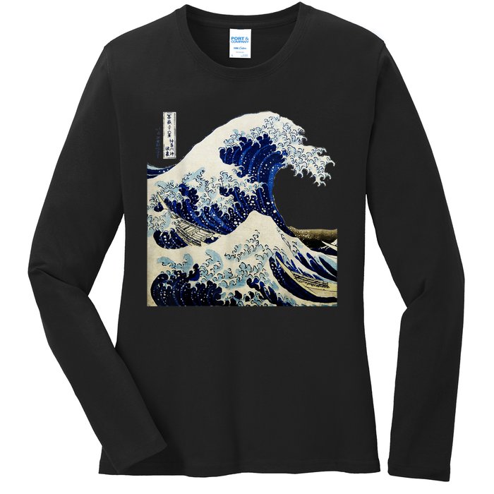 Kanagawa Japanese The Great Wave Ladies Long Sleeve Shirt