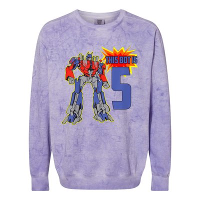 K.i.d.s K.i.d.s 5th Birthday Bot Robot for 5 Yr Old b.o.y.s Girls Colorblast Crewneck Sweatshirt