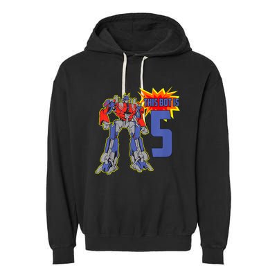 K.i.d.s K.i.d.s 5th Birthday Bot Robot for 5 Yr Old b.o.y.s Girls Garment-Dyed Fleece Hoodie