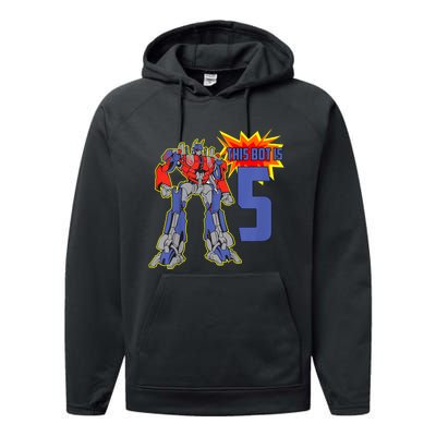 K.i.d.s K.i.d.s 5th Birthday Bot Robot for 5 Yr Old b.o.y.s Girls Performance Fleece Hoodie