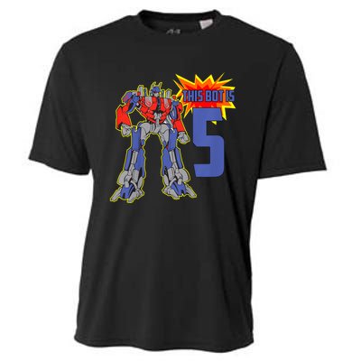 K.i.d.s K.i.d.s 5th Birthday Bot Robot for 5 Yr Old b.o.y.s Girls Cooling Performance Crew T-Shirt