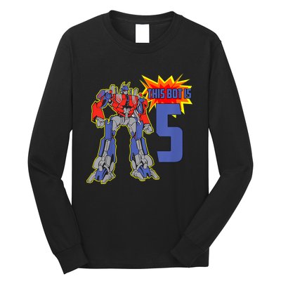 K.i.d.s K.i.d.s 5th Birthday Bot Robot for 5 Yr Old b.o.y.s Girls Long Sleeve Shirt