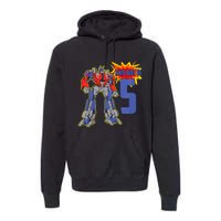 K.i.d.s K.i.d.s 5th Birthday Bot Robot for 5 Yr Old b.o.y.s Girls Premium Hoodie