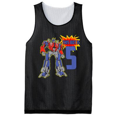 K.i.d.s K.i.d.s 5th Birthday Bot Robot for 5 Yr Old b.o.y.s Girls Mesh Reversible Basketball Jersey Tank