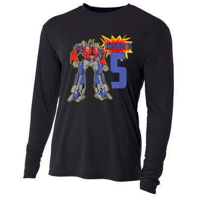 K.i.d.s K.i.d.s 5th Birthday Bot Robot for 5 Yr Old b.o.y.s Girls Cooling Performance Long Sleeve Crew