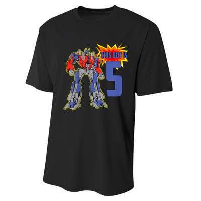 K.i.d.s K.i.d.s 5th Birthday Bot Robot for 5 Yr Old b.o.y.s Girls Performance Sprint T-Shirt