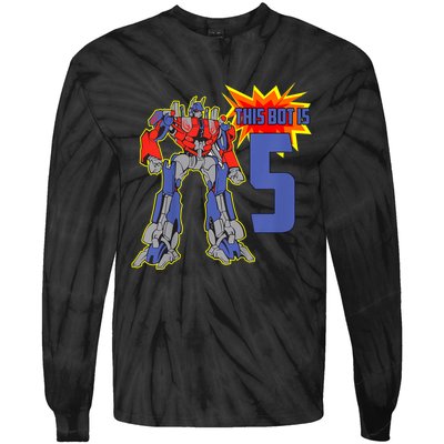 K.i.d.s K.i.d.s 5th Birthday Bot Robot for 5 Yr Old b.o.y.s Girls Tie-Dye Long Sleeve Shirt