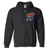 K.i.d.s K.i.d.s 5th Birthday Bot Robot for 5 Yr Old b.o.y.s Girls Full Zip Hoodie