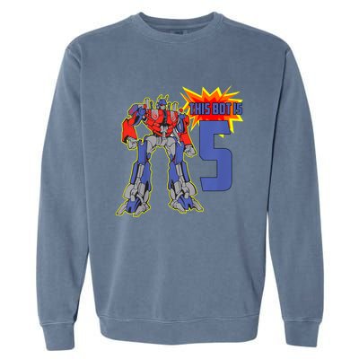 K.i.d.s K.i.d.s 5th Birthday Bot Robot for 5 Yr Old b.o.y.s Girls Garment-Dyed Sweatshirt