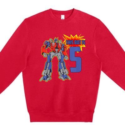 K.i.d.s K.i.d.s 5th Birthday Bot Robot for 5 Yr Old b.o.y.s Girls Premium Crewneck Sweatshirt