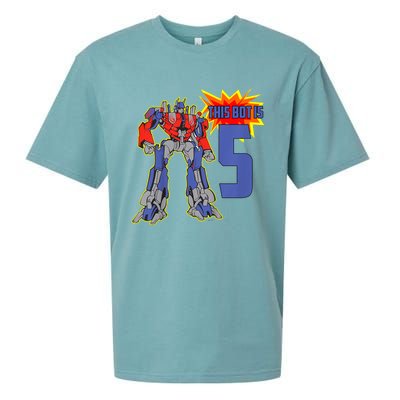 K.i.d.s K.i.d.s 5th Birthday Bot Robot for 5 Yr Old b.o.y.s Girls Sueded Cloud Jersey T-Shirt