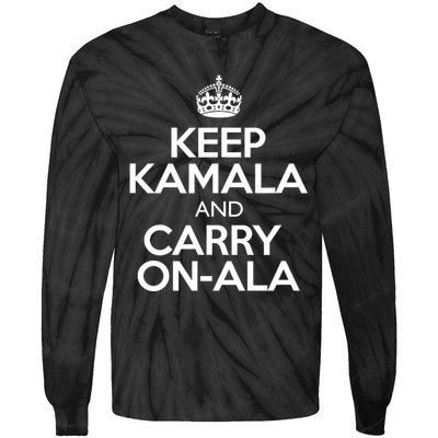 Keep Kamala And Carry Onala! Calm President Harris Meme Tie-Dye Long Sleeve Shirt