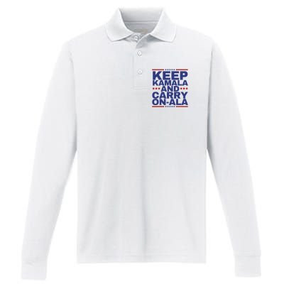 Keep Kamala And Carry Onala Performance Long Sleeve Polo