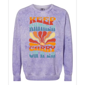 Keep Kamala And Carry On A La Groovy Style Colorblast Crewneck Sweatshirt