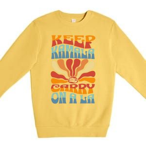 Keep Kamala And Carry On A La Groovy Style Premium Crewneck Sweatshirt