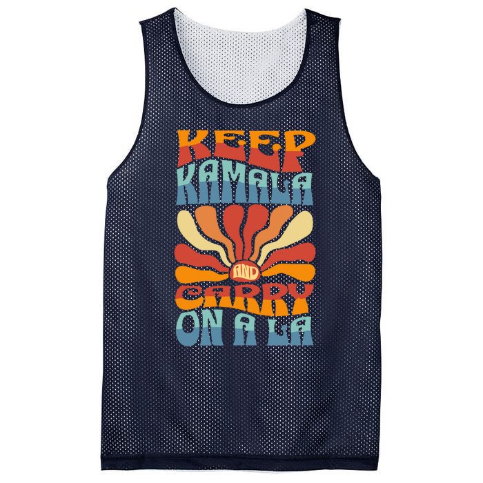 Keep Kamala And Carry On A La Groovy Style Mesh Reversible Basketball Jersey Tank