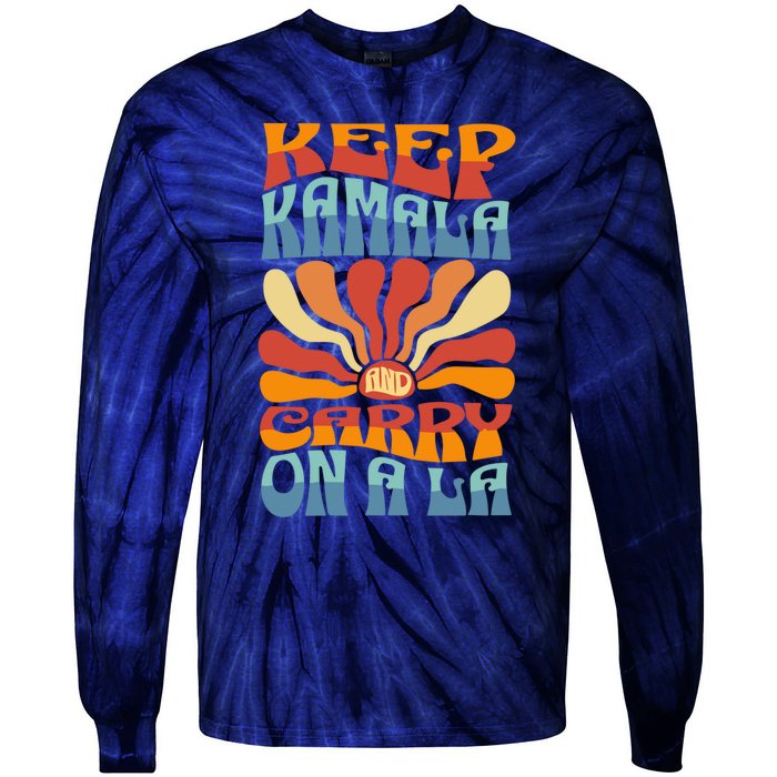 Keep Kamala And Carry On A La Groovy Style Tie-Dye Long Sleeve Shirt