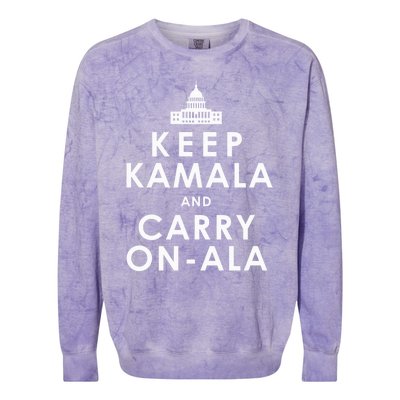 Keep Kamala And Carry On Ala Funny Harris White House Colorblast Crewneck Sweatshirt