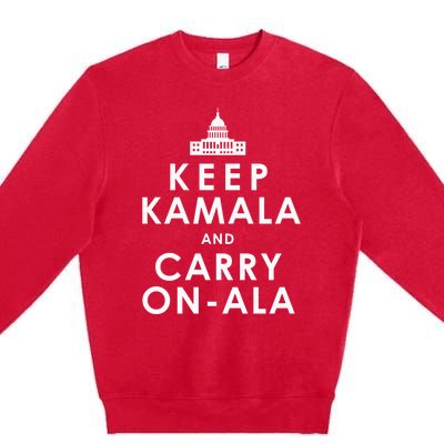 Keep Kamala And Carry On Ala Funny Harris White House Premium Crewneck Sweatshirt