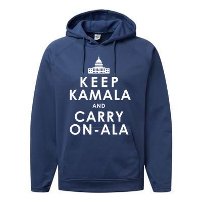 Keep Kamala And Carry On Ala Funny Harris White House Performance Fleece Hoodie