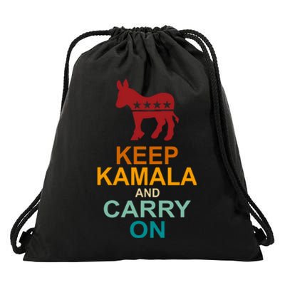 Keep Kamala And Carry On Vintage Design Drawstring Bag