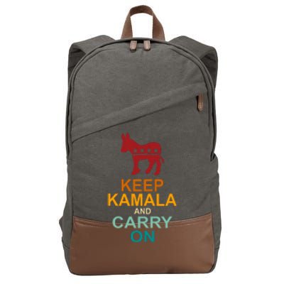 Keep Kamala And Carry On Vintage Design Cotton Canvas Backpack